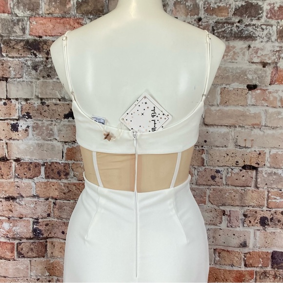 Angel Biba Corseted Mini Dress Blind Date Nude Mesh Bodycon White Sz Small - Picture 8 of 14